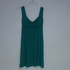 Women's green ruffle front dress